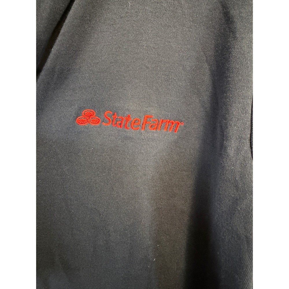 Charles River Apparel State Farm Cardigan Black Supima Cotton XL Open Front - Picture 3 of 7